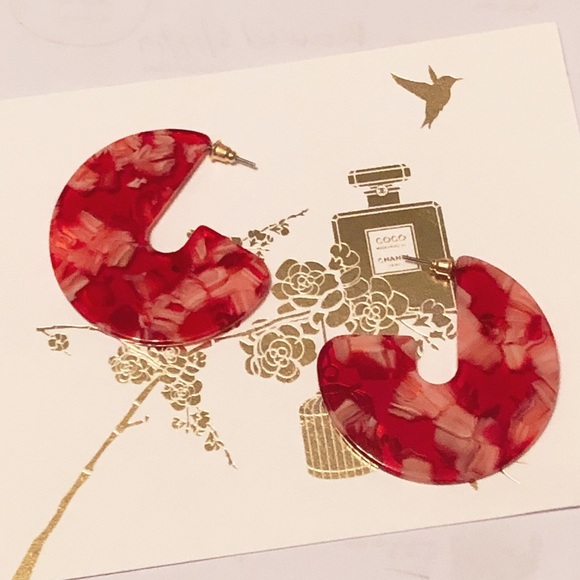 Red Acrylic Circle Hoops (Bloggers Favorite) - Picture 7 of 7